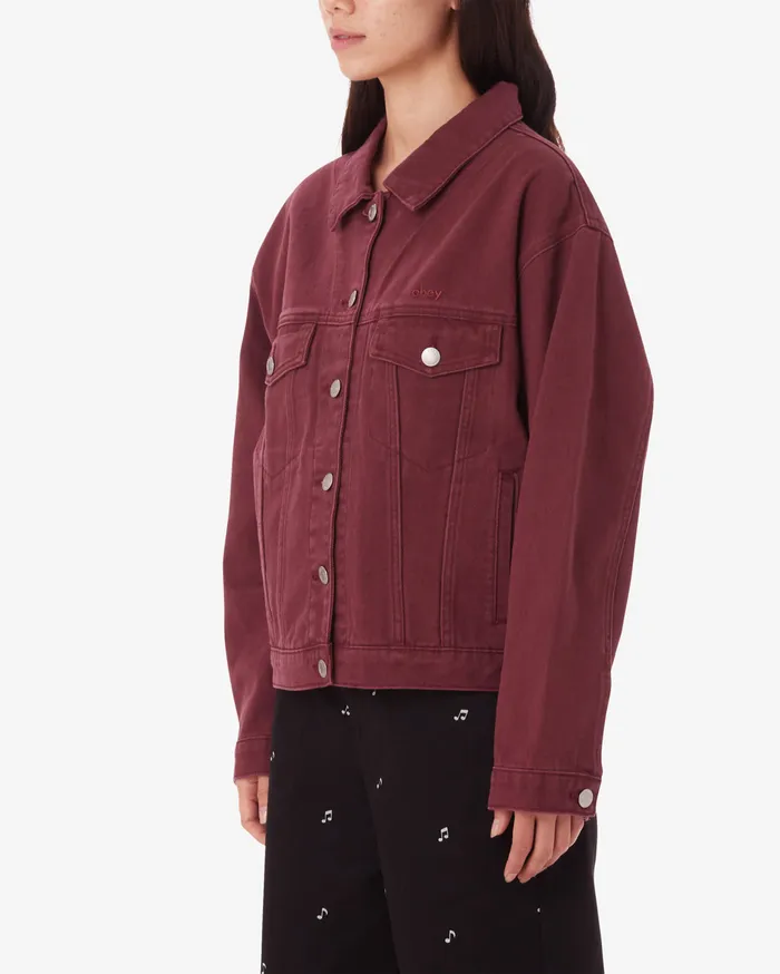 JACKETS Women DARLA OVERSIZED TRUCKER Wine OBEY Clothing