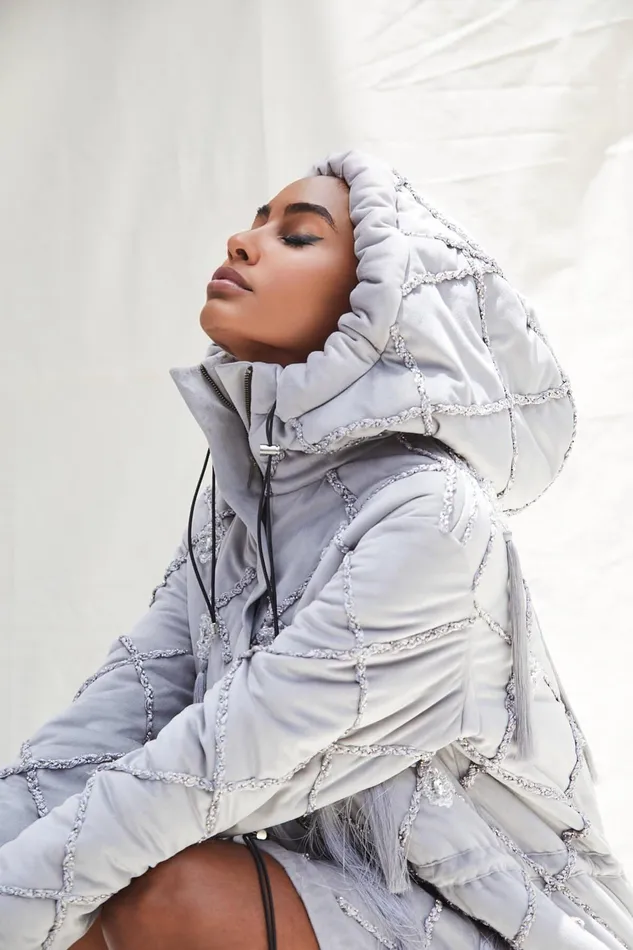 Jackets Women PatBO HandBeaded Quilted Velvet Anorak FINAL SALE
