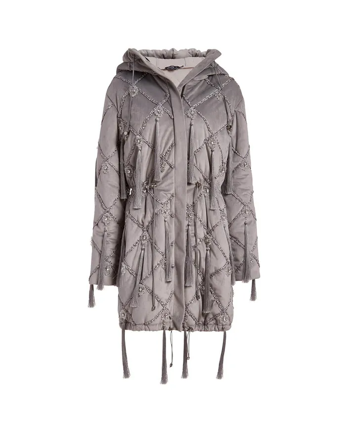 Jackets Women PatBO HandBeaded Quilted Velvet Anorak FINAL SALE