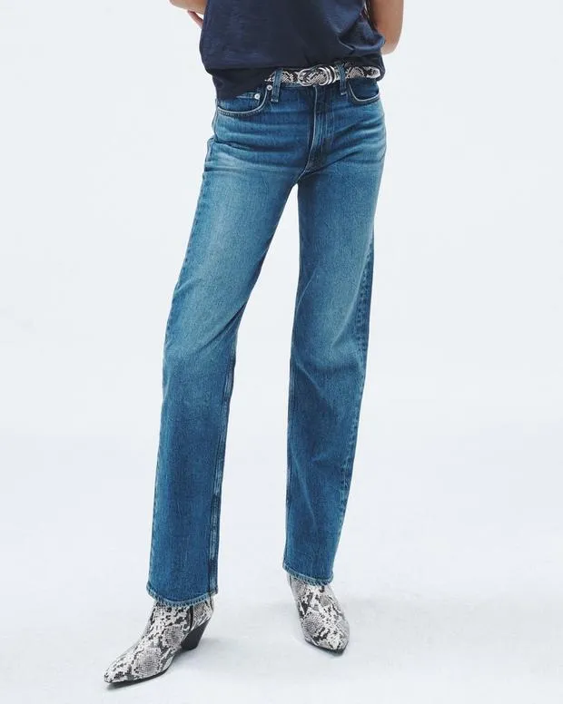 Jeans Women Rag and Bone Harlow Full Length Straight Jean Vintage Stretch Denim Kendra