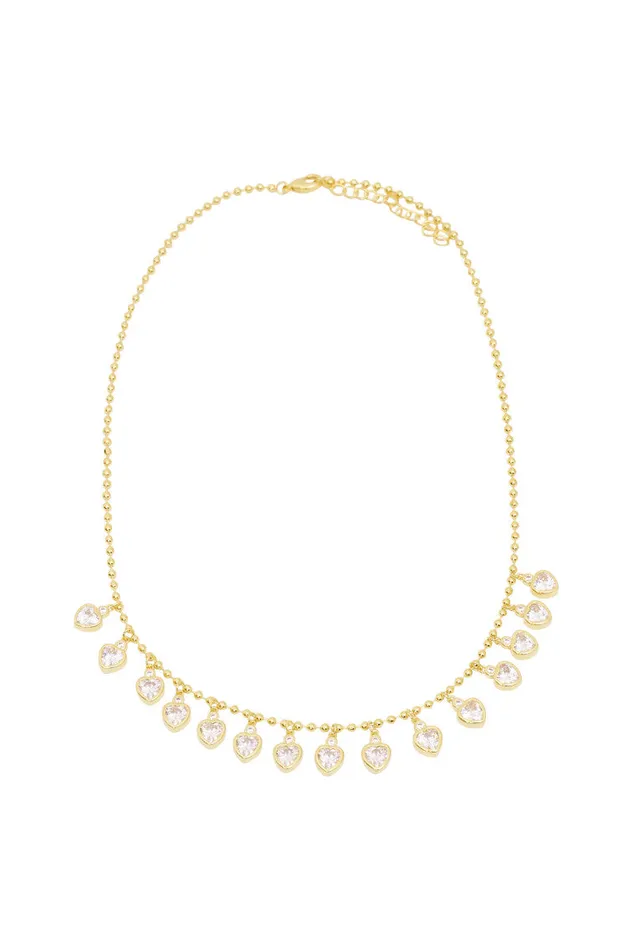 Jewelry Women LoveShackFancy Erin Wachs Gold Heart Tennis Necklace Gold