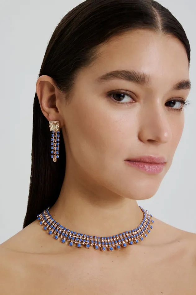 Jewelry Women Scanlan Theodore OPAL STRASS CHOKER Cornflower