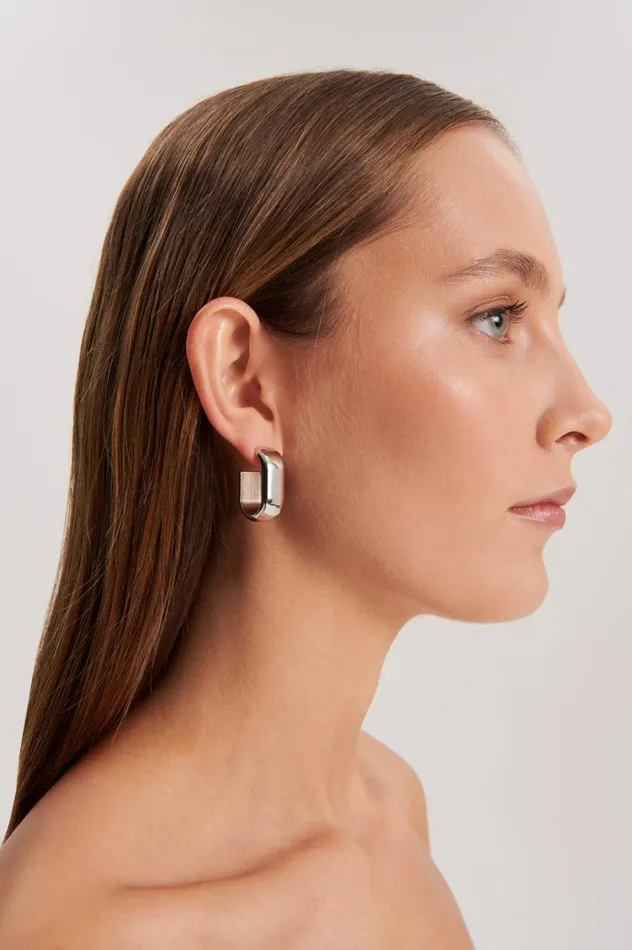 Jewelry Women Scanlan Theodore ROLO HOOP EARRINGS Silver