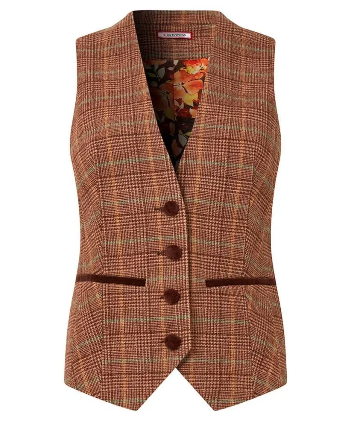 Joe Browns Coats and Jackets Women Heritage Check Waistcoat Brown Joe Browns Coats and Jackets Women Heritage Check Waistcoat Brown