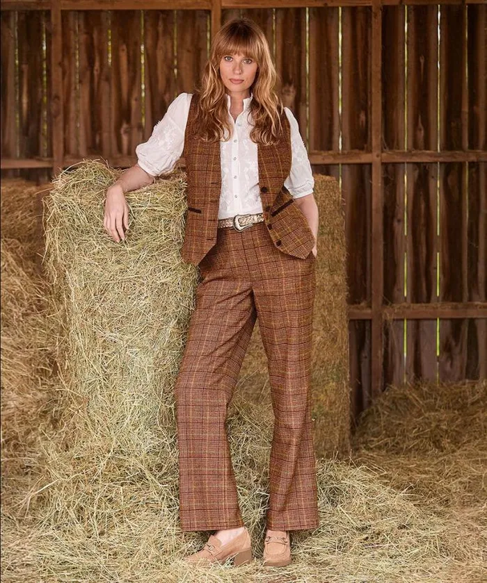 Joe Browns Coats and Jackets Women Heritage Check Waistcoat Brown Joe Browns Coats and Jackets Women Heritage Check Waistcoat Brown