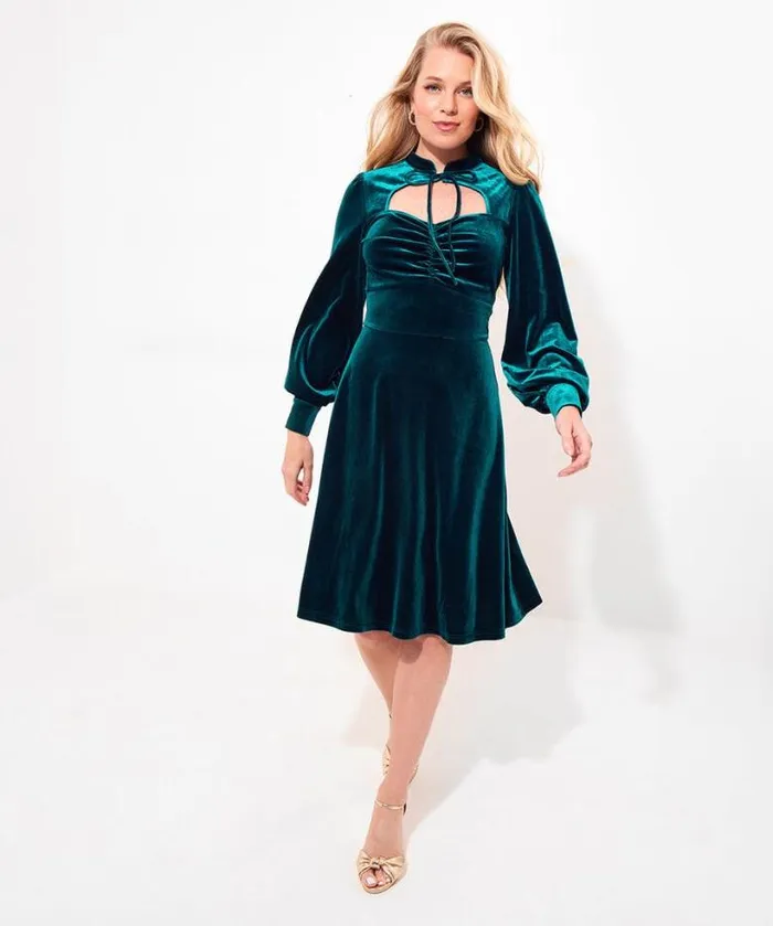 Joe Browns Dresses Women Betsy Velour Dress Teal Joe Browns Dresses Women Betsy Velour Dress Teal