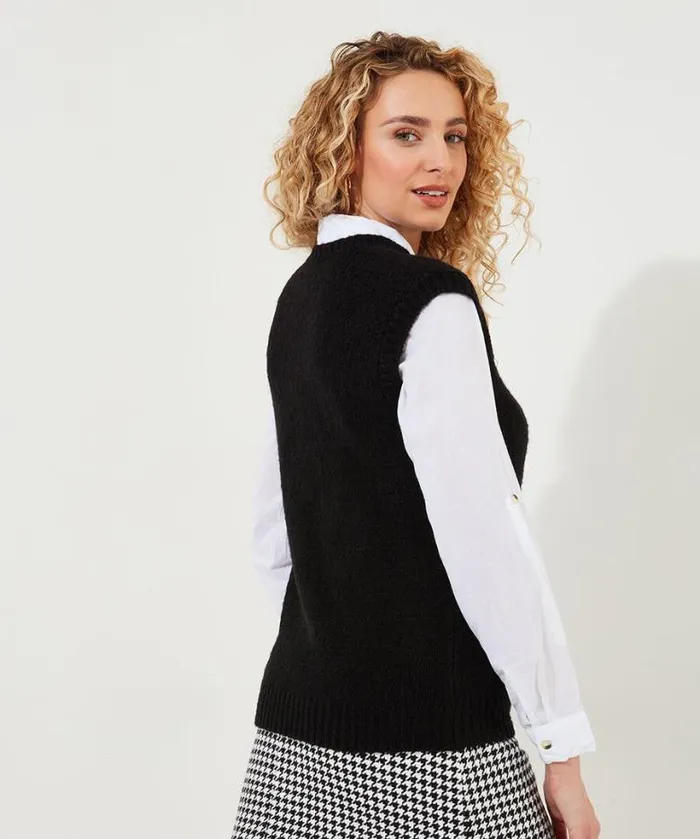 Joe Browns Knitwear and Cardigans Women Lucy Knitted Vest Black Joe Browns Knitwear and Cardigans Women Lucy Knitted Vest Black