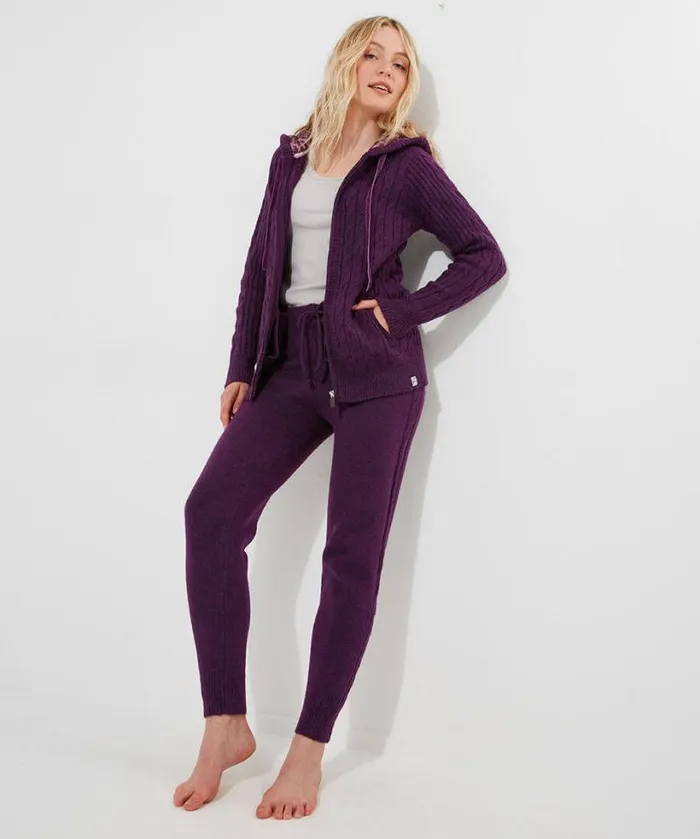 Joe Browns Knitwear and Cardigans Women Sloe Joes Knitted Cable Joggers Purple Joe Browns Knitwear and Cardigans Women Sloe Joes Knitted Cable Joggers Purple