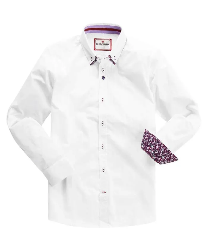 Joe Browns Shirts Men Distinctive Double Collar Shirt White Joe Browns Shirts Men Distinctive Double Collar Shirt White