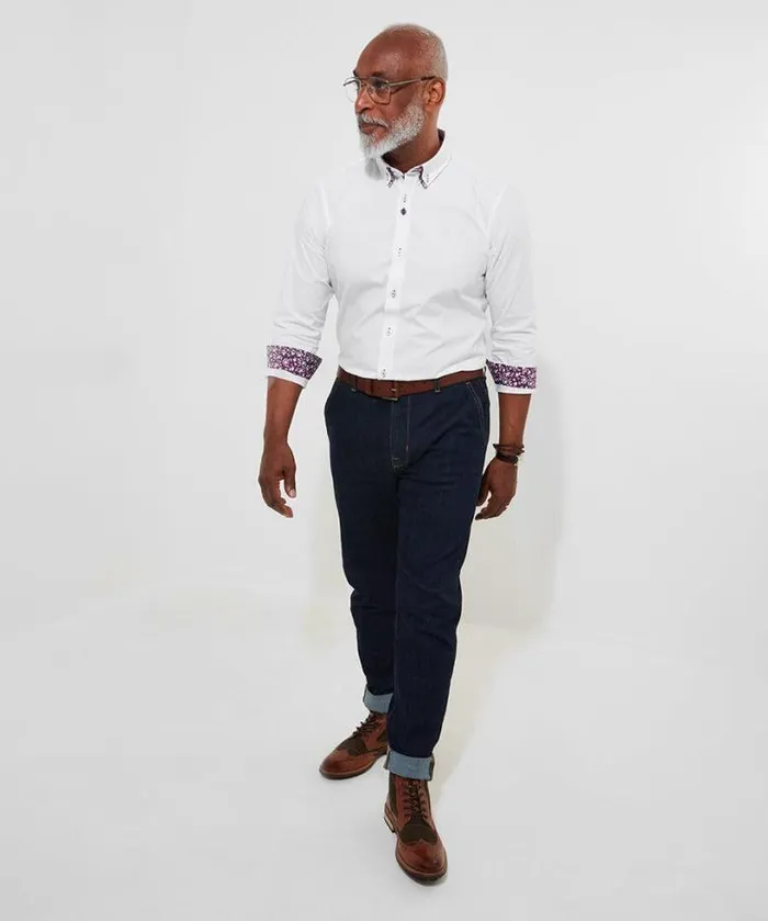 Joe Browns Shirts Men Distinctive Double Collar Shirt White Joe Browns Shirts Men Distinctive Double Collar Shirt White