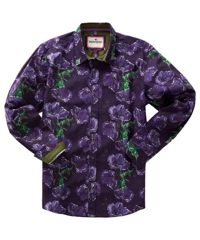 Joe Browns Shirts Men Full Of Life Floral Shirt Purple Joe Browns Shirts Men Full Of Life Floral Shirt Purple