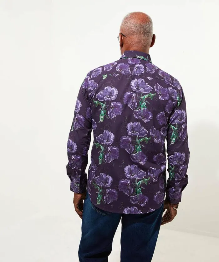 Joe Browns Shirts Men Full Of Life Floral Shirt Purple Joe Browns Shirts Men Full Of Life Floral Shirt Purple