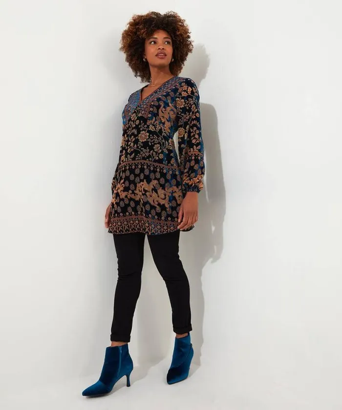 Joe Browns Tops Tunics and Blouses Women Destiny Devore Tunic Midnight Blue Joe Browns Tops Tunics and Blouses Women Destiny Devore Tunic Midnight Blue