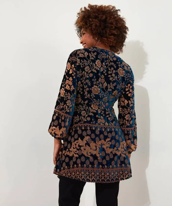 Joe Browns Tops Tunics and Blouses Women Destiny Devore Tunic Midnight Blue Joe Browns Tops Tunics and Blouses Women Destiny Devore Tunic Midnight Blue