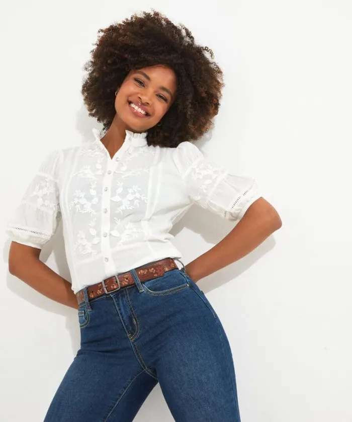 Joe Browns Tops Tunics and Blouses Women Patsy Embroidered Blouse White
