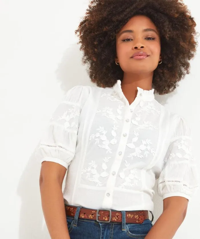 Joe Browns Tops Tunics and Blouses Women Patsy Embroidered Blouse White Joe Browns Tops Tunics and Blouses Women Patsy Embroidered Blouse White