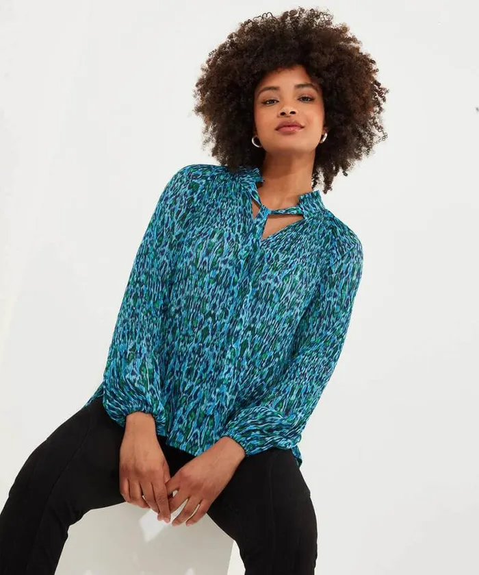 Joe Browns Tops Tunics and Blouses Women Perfectly Plisse Blouse Blue
