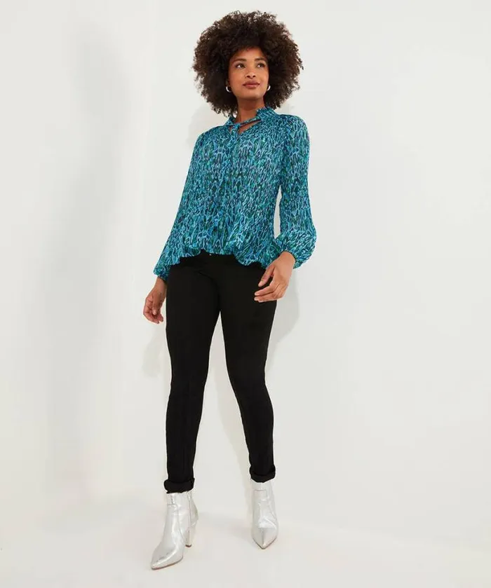 Joe Browns Tops Tunics and Blouses Women Perfectly Plisse Blouse Blue Joe Browns Tops Tunics and Blouses Women Perfectly Plisse Blouse Blue