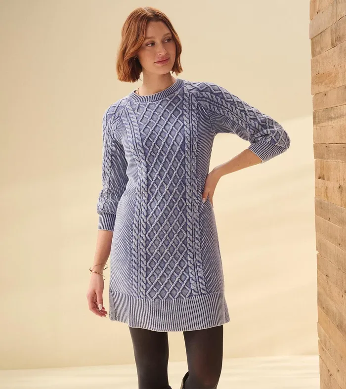 Juliet Cable Knit Dress 8211 Bleached Denim Hatley