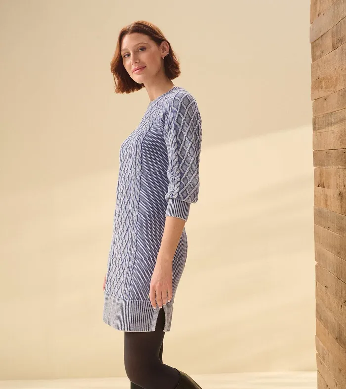 Juliet Cable Knit Dress 8211 Bleached Denim Hatley