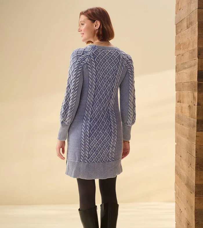 Juliet Cable Knit Dress 8211 Bleached Denim Hatley
