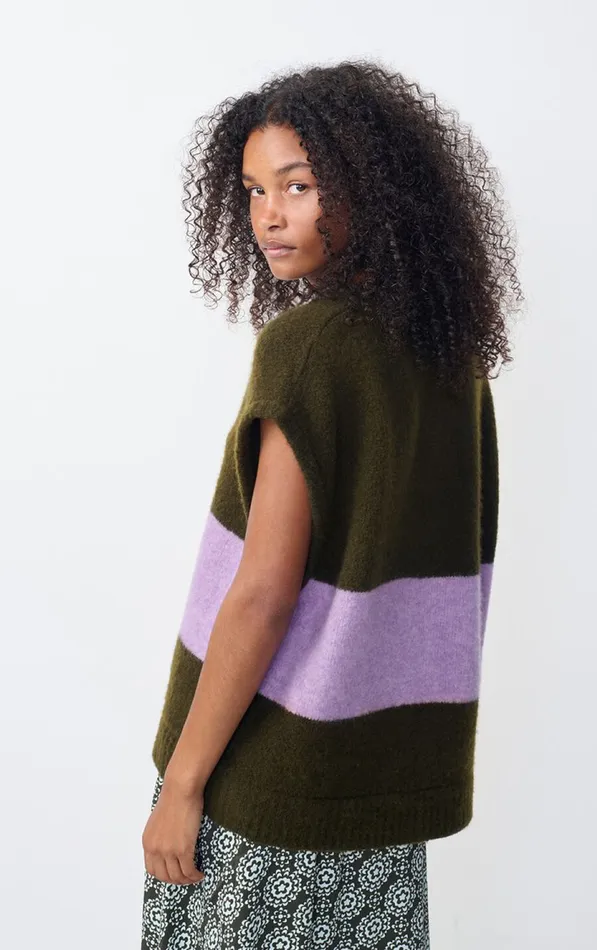 Jumper Gylson Khaki Striped Lilac Melange Women American Vintage Jumpers and Cardigans Jumper Gylson Khaki Striped Lilac Melange Women American Vintage Jumpers and Cardigans