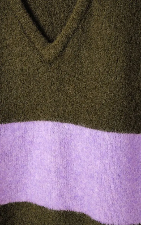 Jumper Gylson Khaki Striped Lilac Melange Women American Vintage Jumpers and Cardigans Jumper Gylson Khaki Striped Lilac Melange Women American Vintage Jumpers and Cardigans