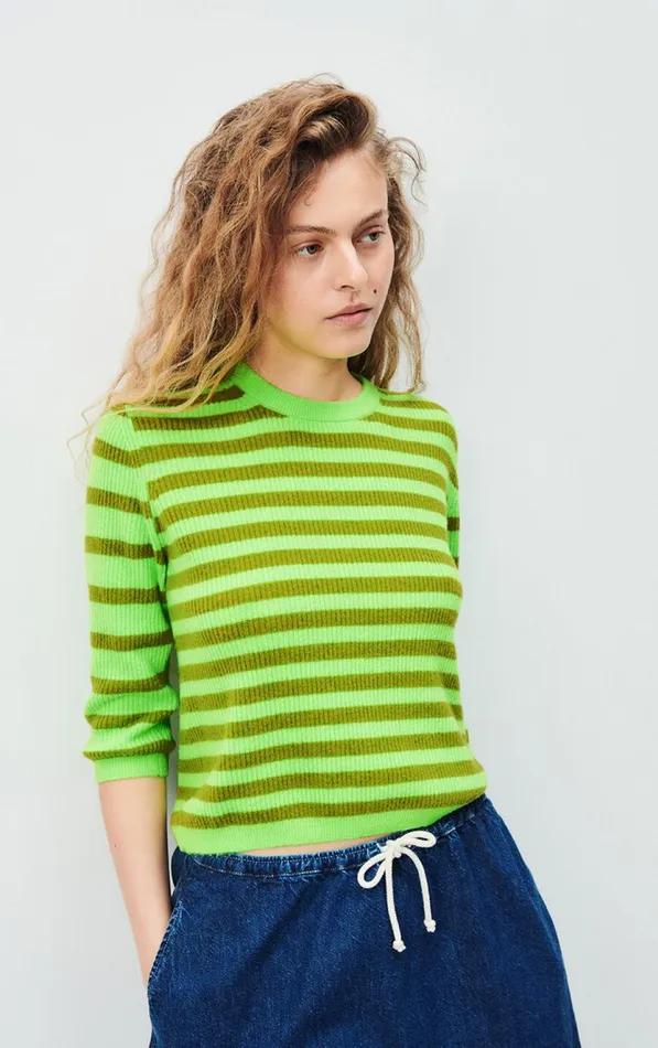 Jumper Raxow Fluo Green Striped Chameleon Melange Women American Vintage Jumpers and Cardigans Jumper Raxow Fluo Green Striped Chameleon Melange Women American Vintage Jumpers and Cardigans
