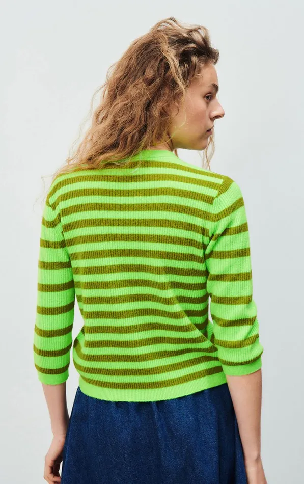 Jumper Raxow Fluo Green Striped Chameleon Melange Women American Vintage Jumpers and Cardigans Jumper Raxow Fluo Green Striped Chameleon Melange Women American Vintage Jumpers and Cardigans