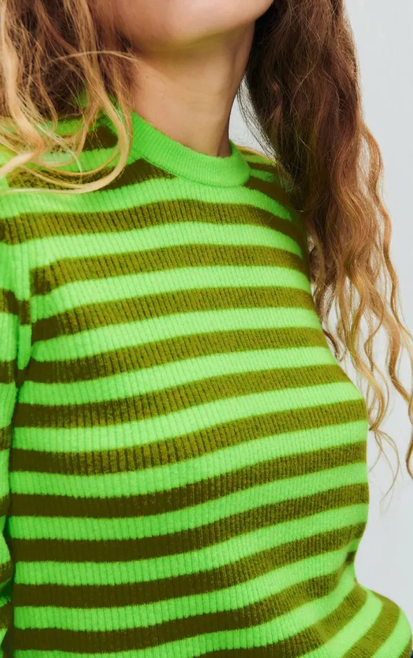 Jumper Raxow Fluo Green Striped Chameleon Melange Women American Vintage Jumpers and Cardigans Jumper Raxow Fluo Green Striped Chameleon Melange Women American Vintage Jumpers and Cardigans