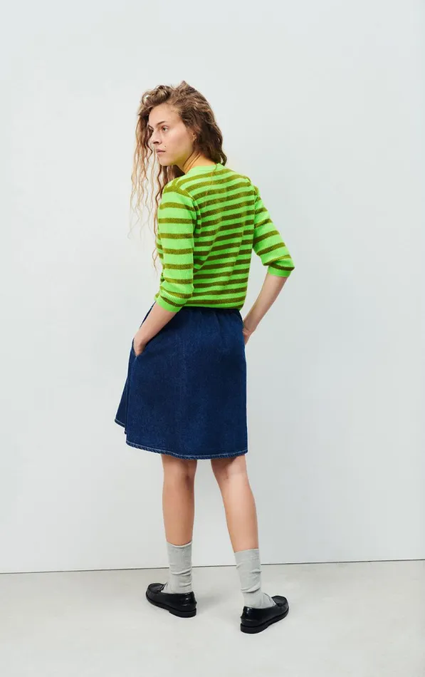 Jumper Raxow Fluo Green Striped Chameleon Melange Women American Vintage Jumpers and Cardigans Jumper Raxow Fluo Green Striped Chameleon Melange Women American Vintage Jumpers and Cardigans