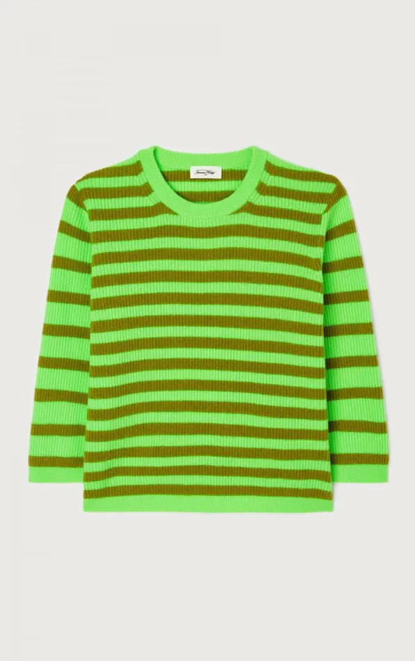 Jumper Raxow Fluo Green Striped Chameleon Melange Women American Vintage Jumpers and Cardigans Jumper Raxow Fluo Green Striped Chameleon Melange Women American Vintage Jumpers and Cardigans