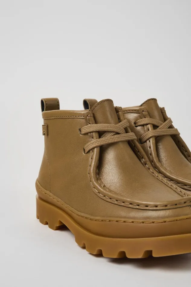 Kids Brutus Brown Leather Ankle Boots For Kids Camper Boots