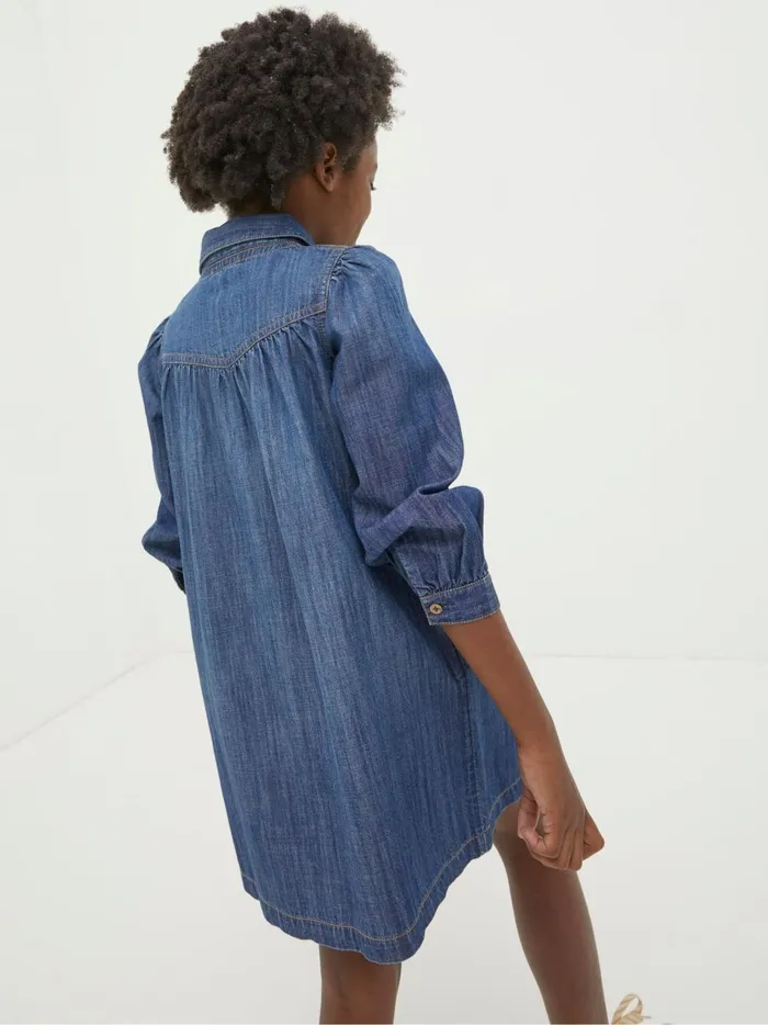 Kids Dresses Fat Face Blue Denim Shirt Dress