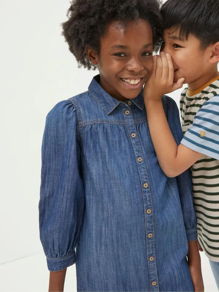 Kids Dresses Fat Face Blue Denim Shirt Dress