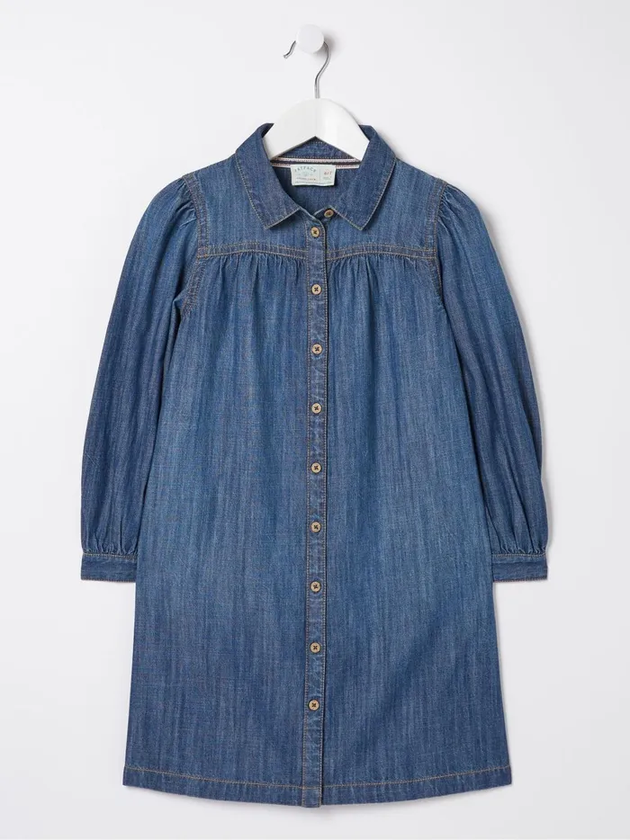 Kids Dresses Fat Face Blue Denim Shirt Dress