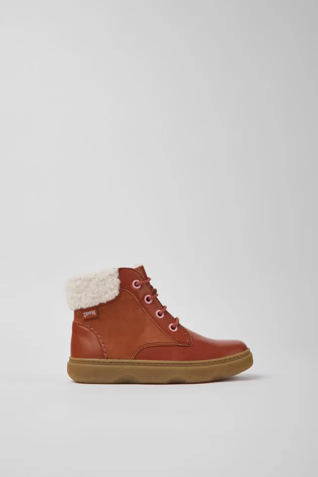 Kids Kiddo Red Leather And Nubuck Ankle Boots For Kids Camper Boots Kids Kiddo Red Leather And Nubuck Ankle Boots For Kids Camper Boots