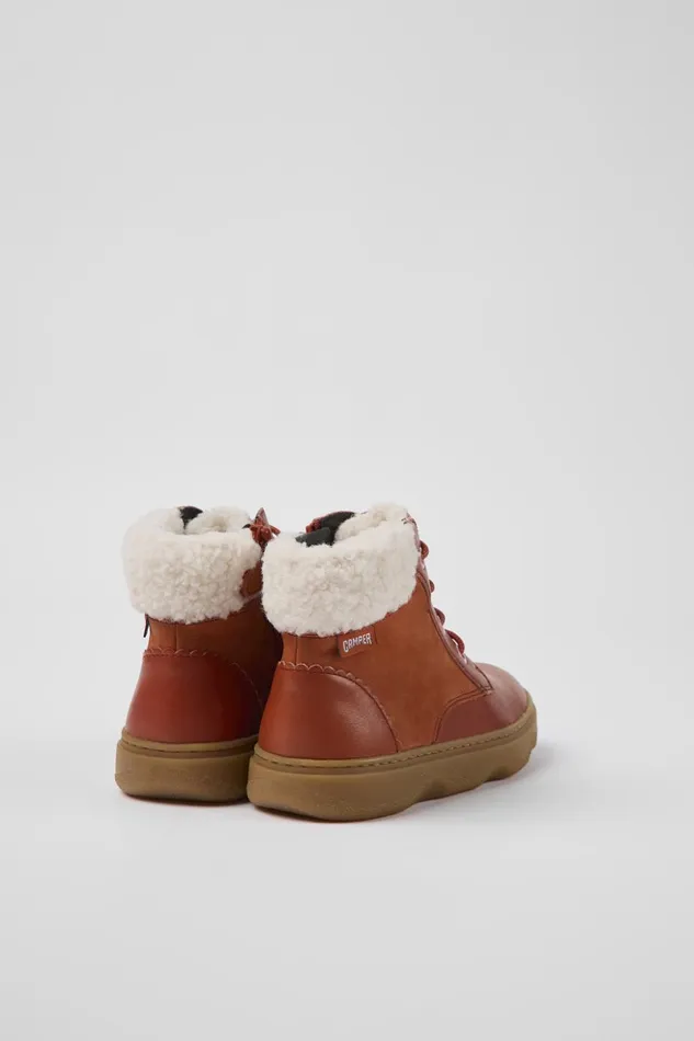 Kids Kiddo Red Leather And Nubuck Ankle Boots For Kids Camper Boots Kids Kiddo Red Leather And Nubuck Ankle Boots For Kids Camper Boots