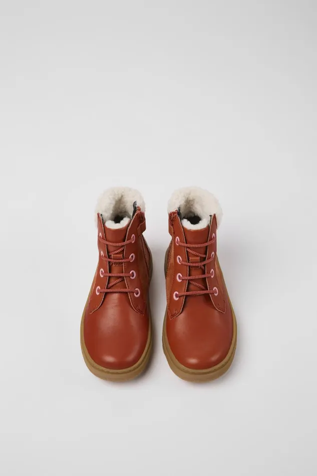 Kids Kiddo Red Leather And Nubuck Ankle Boots For Kids Camper Boots Kids Kiddo Red Leather And Nubuck Ankle Boots For Kids Camper Boots
