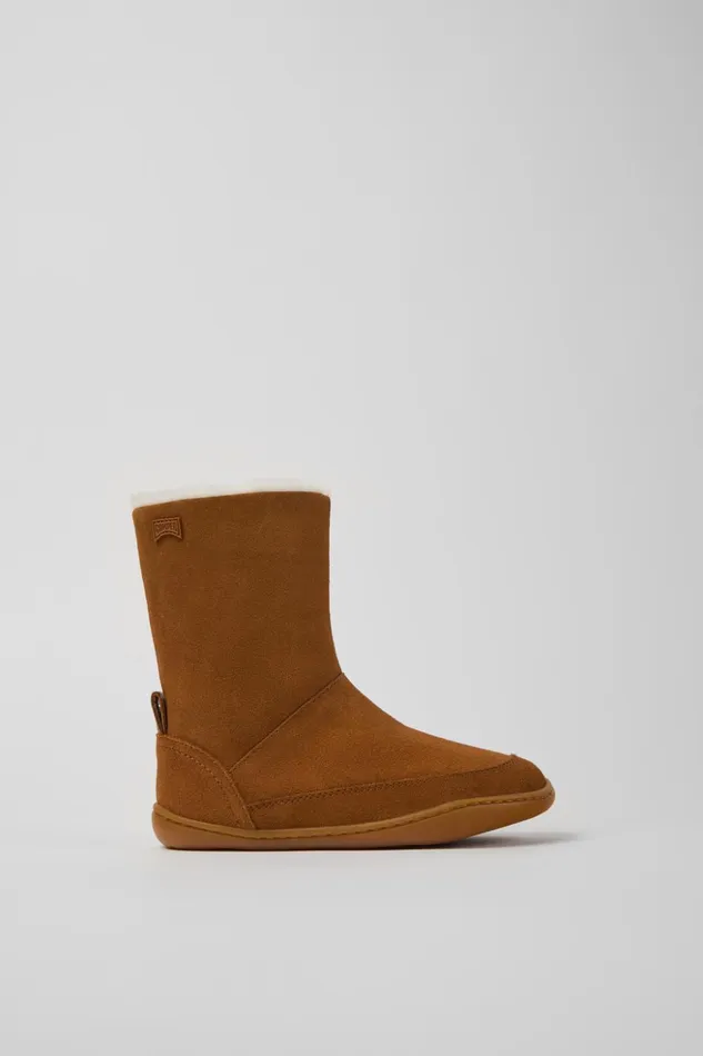 Kids Peu Brown Nubuck And Leather Boots For Kids Camper Boots Kids Peu Brown Nubuck And Leather Boots For Kids Camper Boots