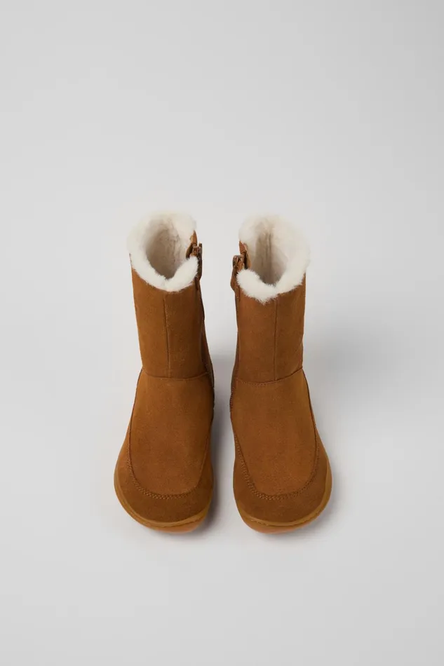 Kids Peu Brown Nubuck And Leather Boots For Kids Camper Boots Kids Peu Brown Nubuck And Leather Boots For Kids Camper Boots