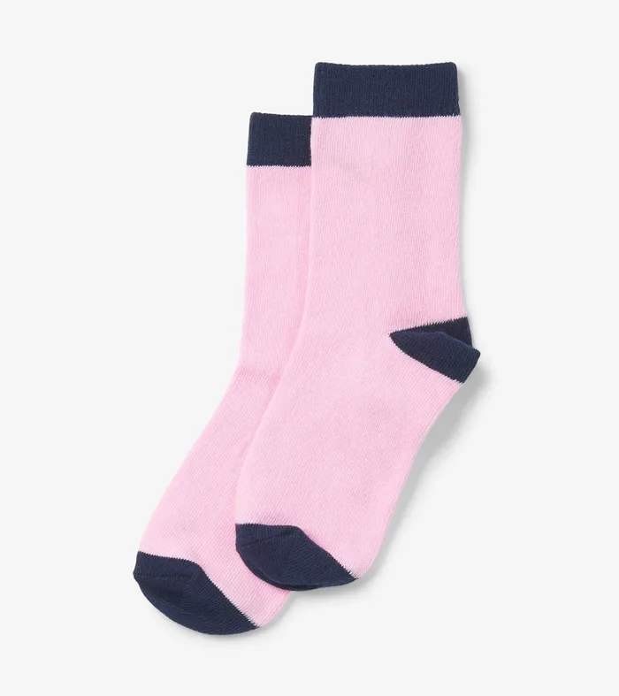 Kids Pink and Navy Crew Socks Hatley