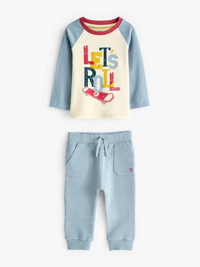 Kids Tops and TShirts Fat Face Lets Blue Roll Sweat Top And Leggings Set