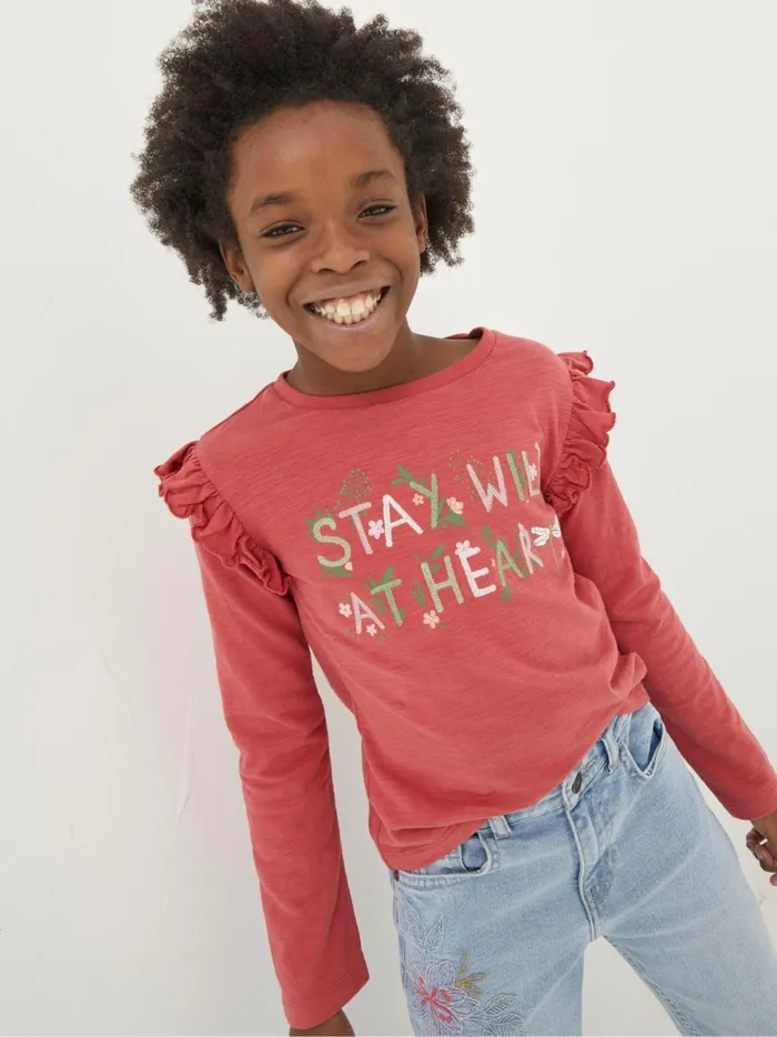 Kids Tops and TShirts Fat Face Red Wild At Heart Graphic TShirt