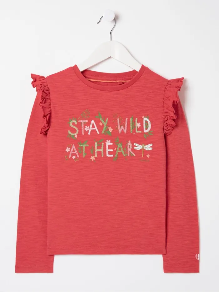 Kids Tops and TShirts Fat Face Red Wild At Heart Graphic TShirt