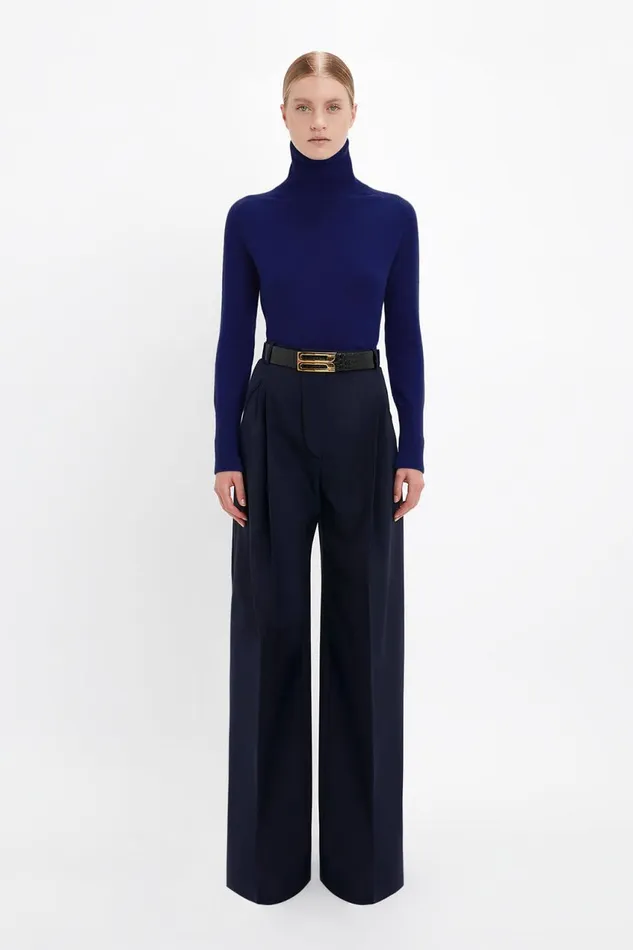 Knitwear Women Victoria Beckham Polo Neck Jumper In Navy