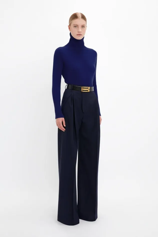 Knitwear Women Victoria Beckham Polo Neck Jumper In Navy