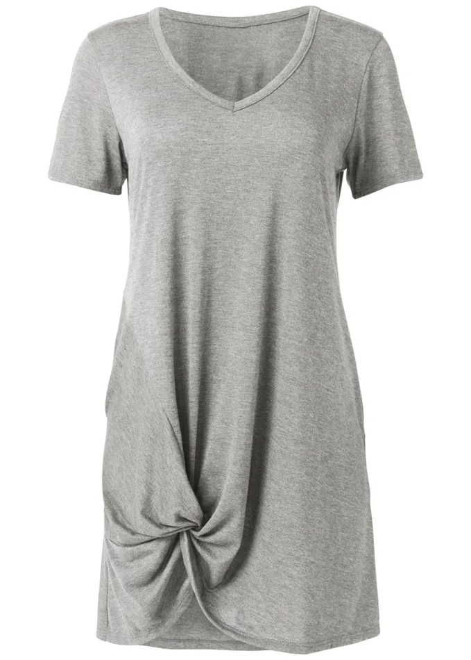 KNOTTED CASUAL DRESS Heather Grey Women VENUS Sundresses