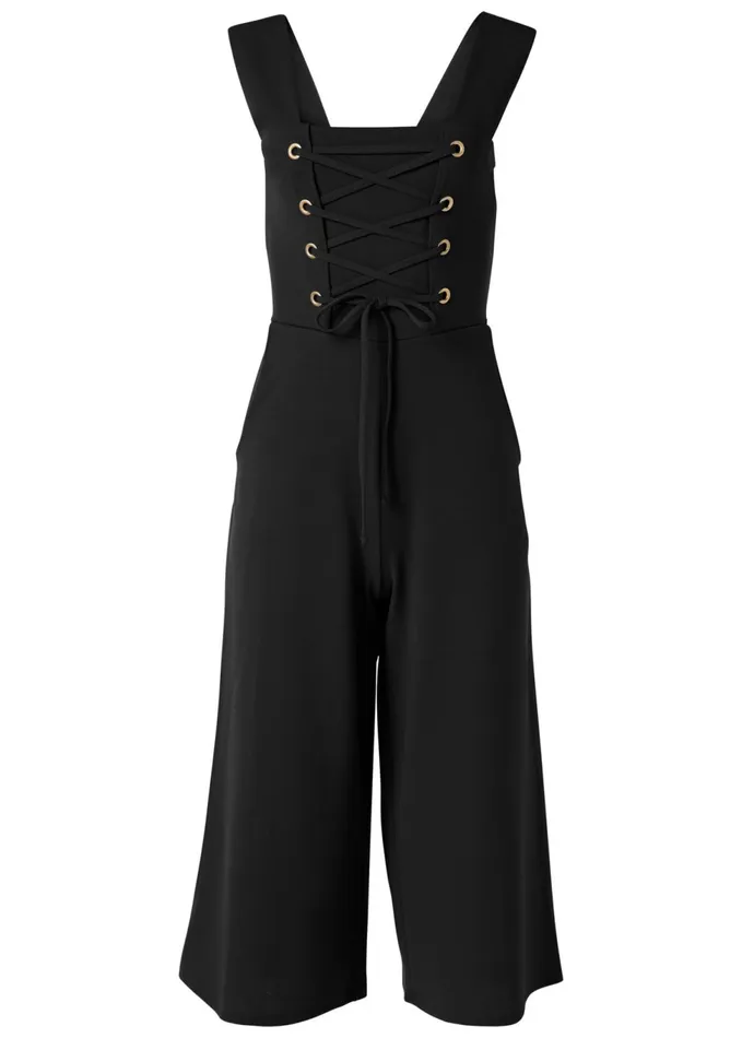 LaceUp Culotte Jumpsuit Black Women VENUS Occasion Jumpsuits and Rompers