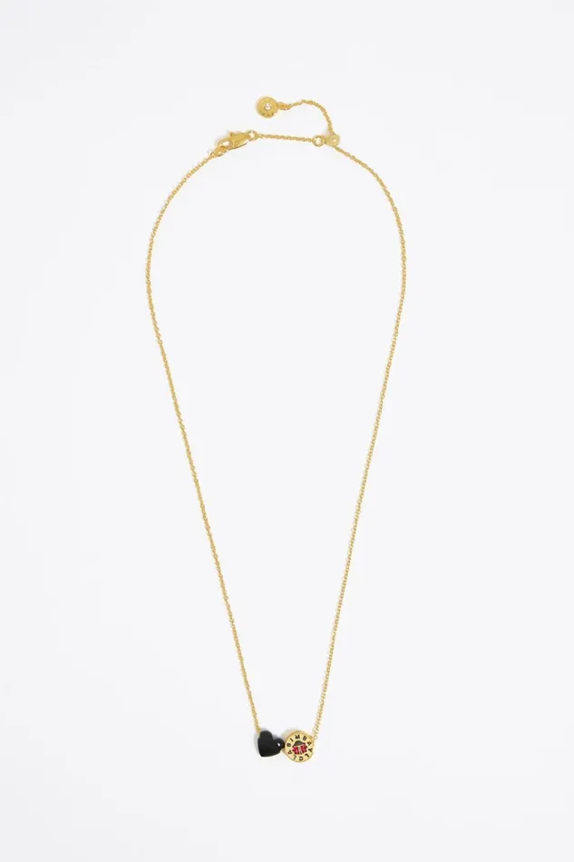 Ladybug Logo And Black Heart Necklace Gold Women Bimba Y Lola Jewelry